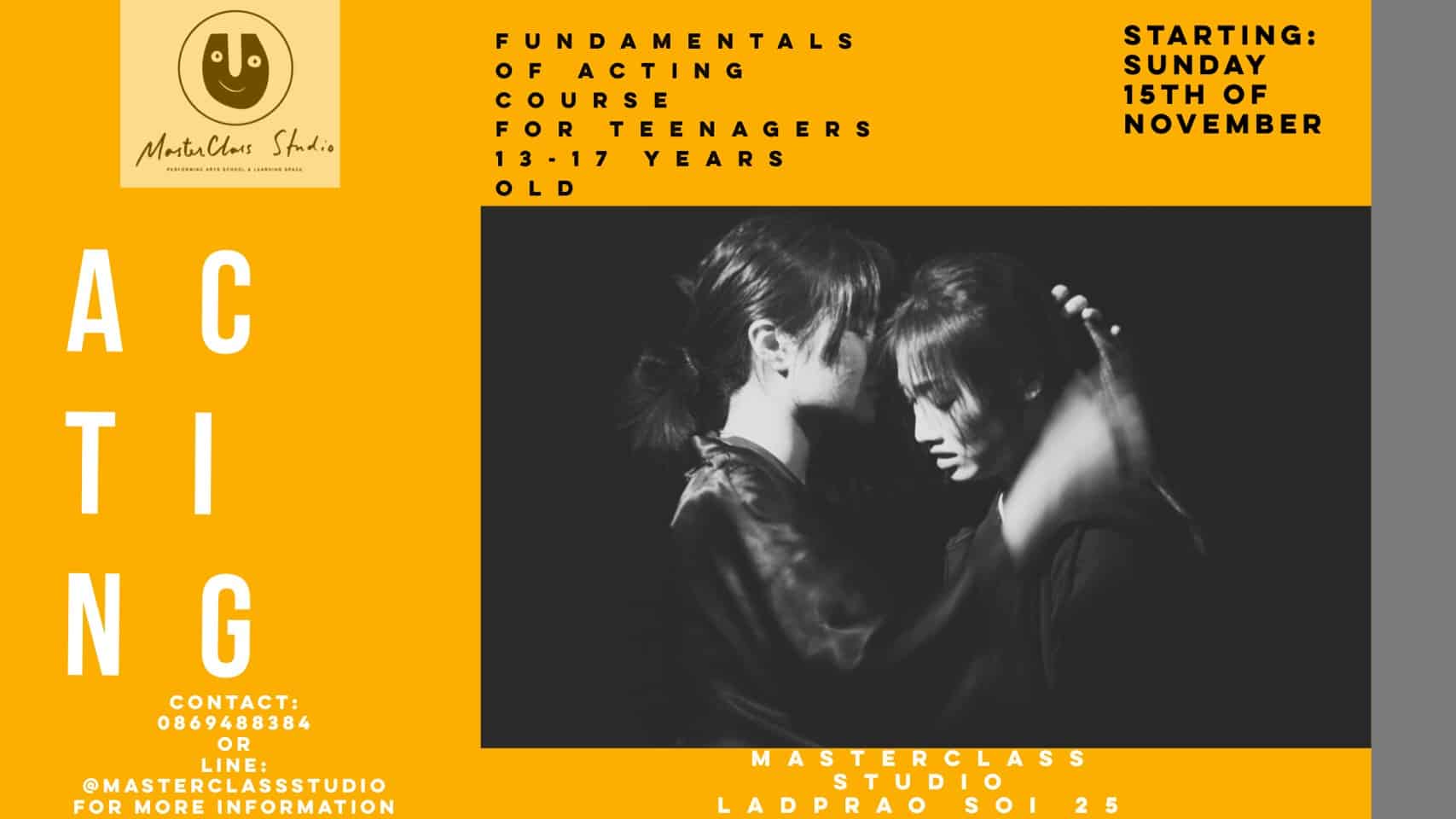 MasterClass Studio is opening a full Acting Course for Teenagers in English