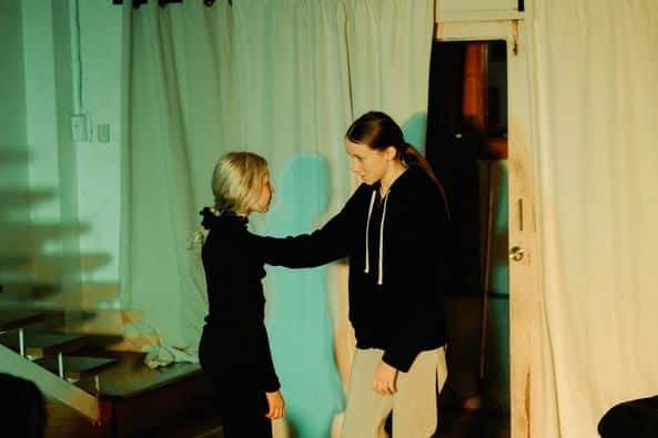 Amelia and Steph conquering Antigone Now! At this moving performance at our showcase.
 They worked very hard to get down…